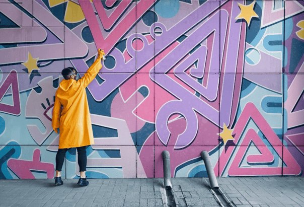 A picture of an interior wall graphic which is very vibrant and eye catching 