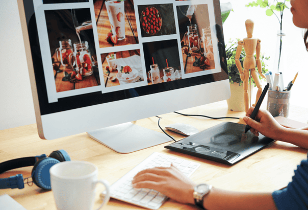 An image of a someone on a computer designing digital prints  
