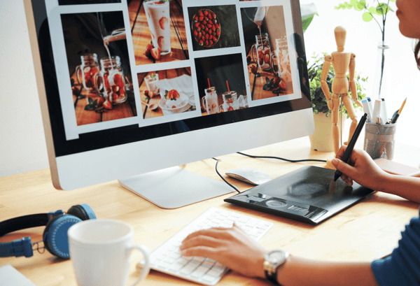 An image of a someone on a computer designing digital prints 