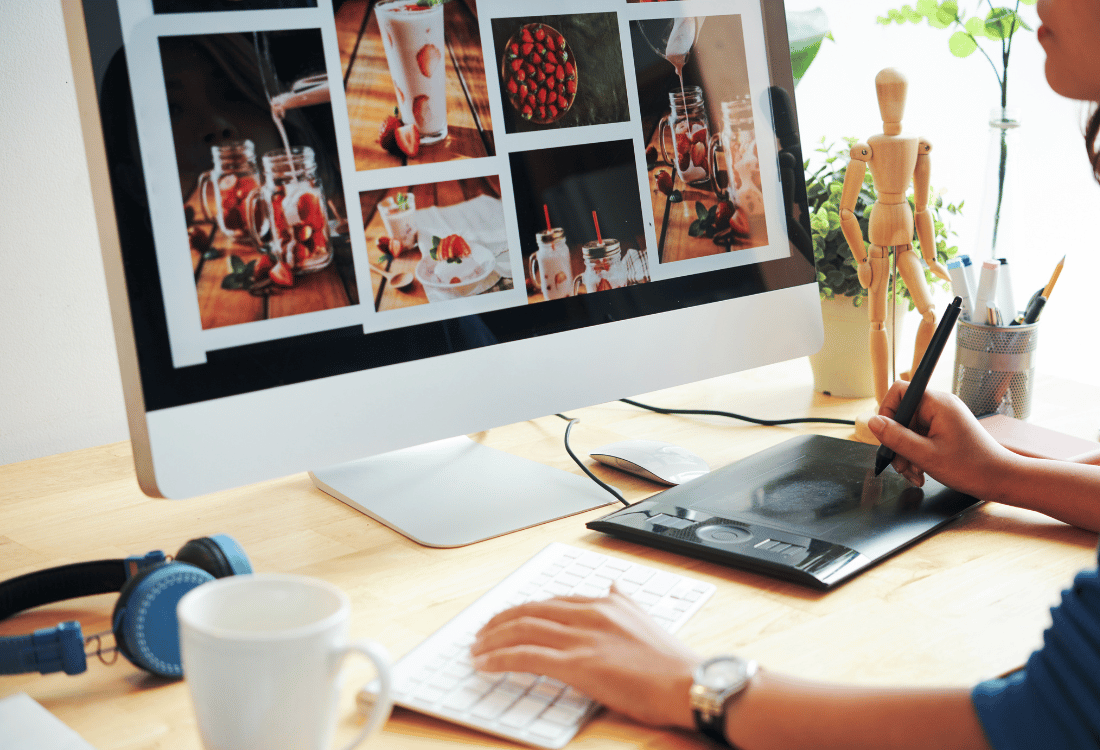 An image of a someone on a computer designing digital prints
